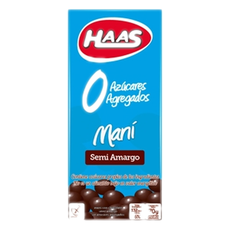 Maní Con Chocolate Haas Semiamargo 0% Azúcar 70 G