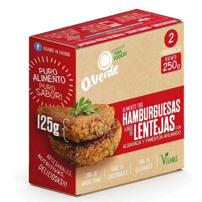 Hamburguesas De Lentejas Oro Verde 2 Unidades 250 G