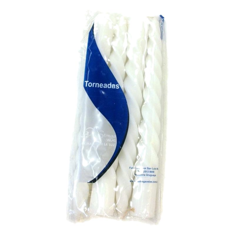 Vela Torneada Blanca 19 Cm 4 Unidades