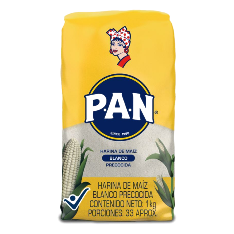 Harina De Maíz Precocida P.a.n Blanca Con Gluten 1 Kg