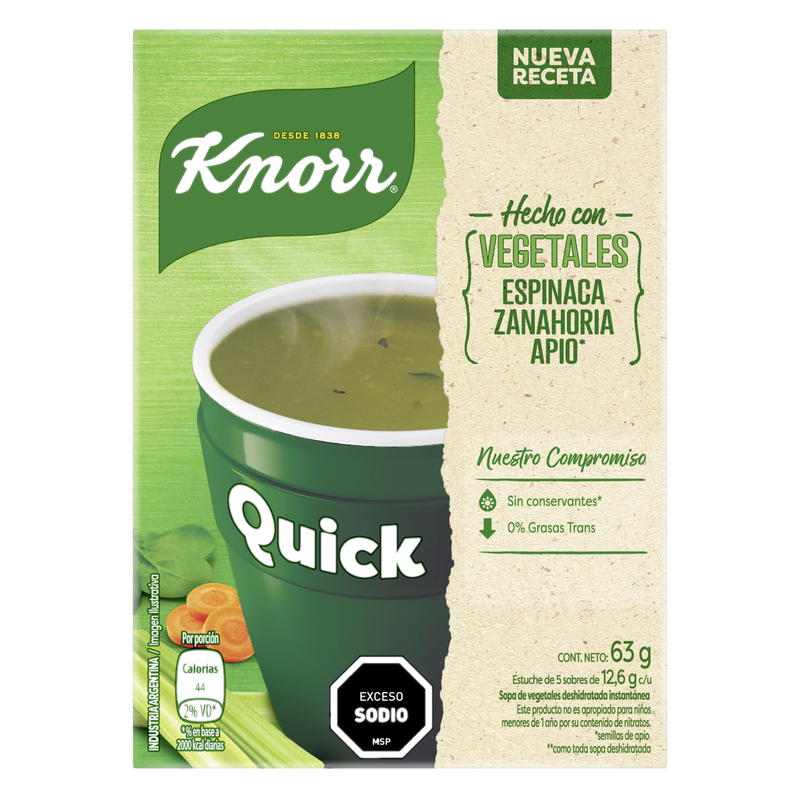 Sopa Knorr Quick Vegetales 5 Unidades