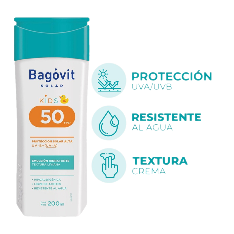 Protector Solar Bagovit Niños Emulsión Fps50 200 Ml