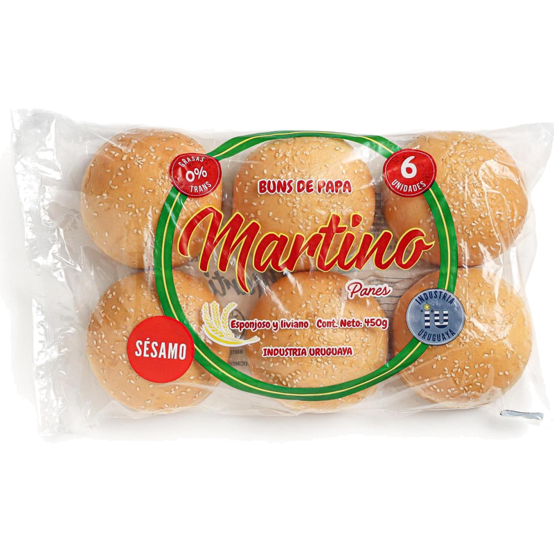 Pan Para Hamburguesa Martino De Papa Mix Semillas 6 Unidades