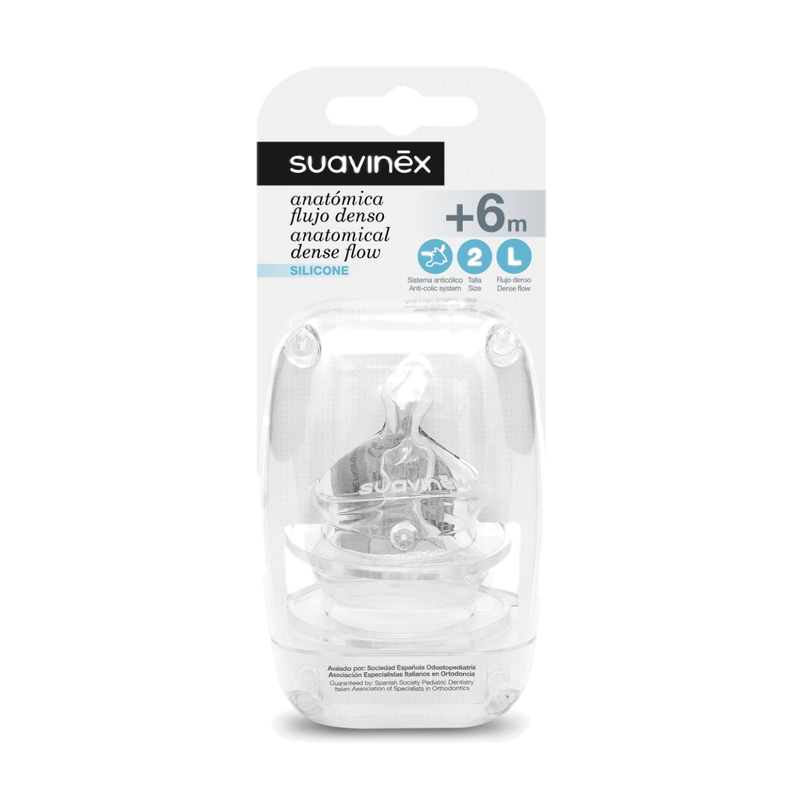 Tetina Anatómica Suavinex Silicona Flujo L +6 Meses 2 Unidades