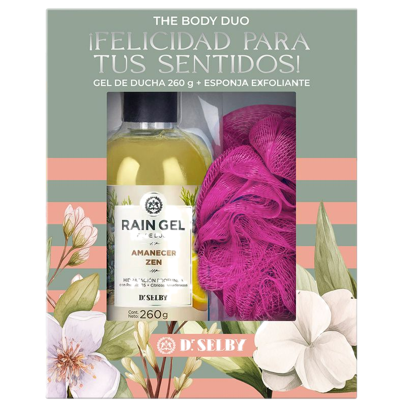 Estuche Gel De Ducha Rain Gel Amanecer Z + Esponja