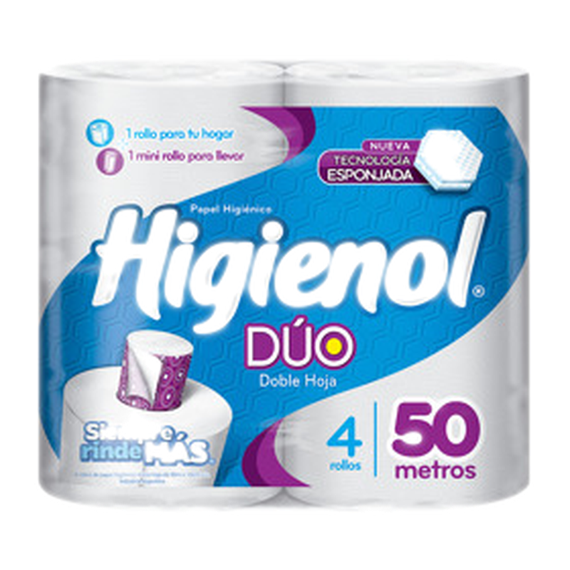 Higienol Papel Higienico Duo Doble Hoja 50 Mts [4 Unidades]