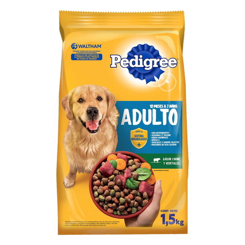 Alimento Para Perros Adultos Razas Medianas Y Grandes Sabor Carne Y Vegetales Pedigree 1,5 Kg