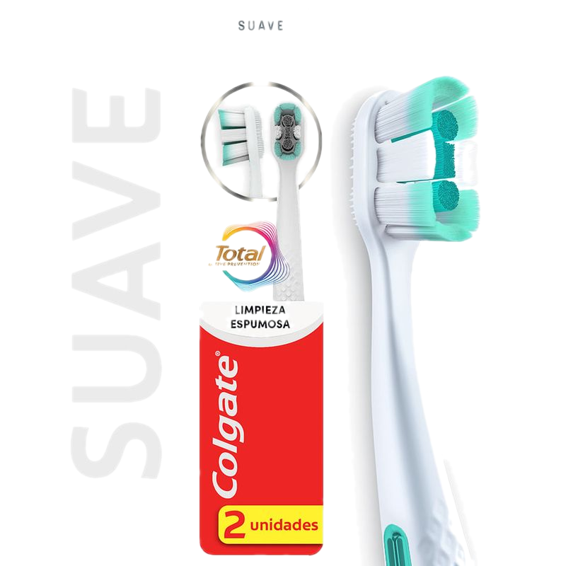 Cepillo Dental Colgate Total Limpieza Espumosa Suave Pack 2 Unidades