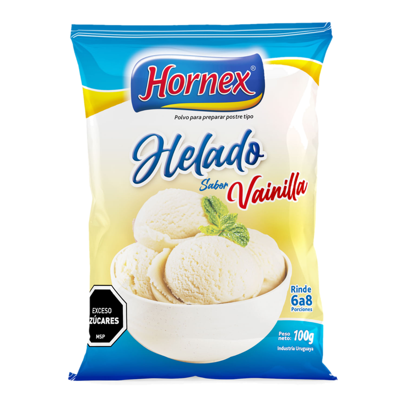 Helado Hornex Polvo Vainilla 100 G Con Azucar