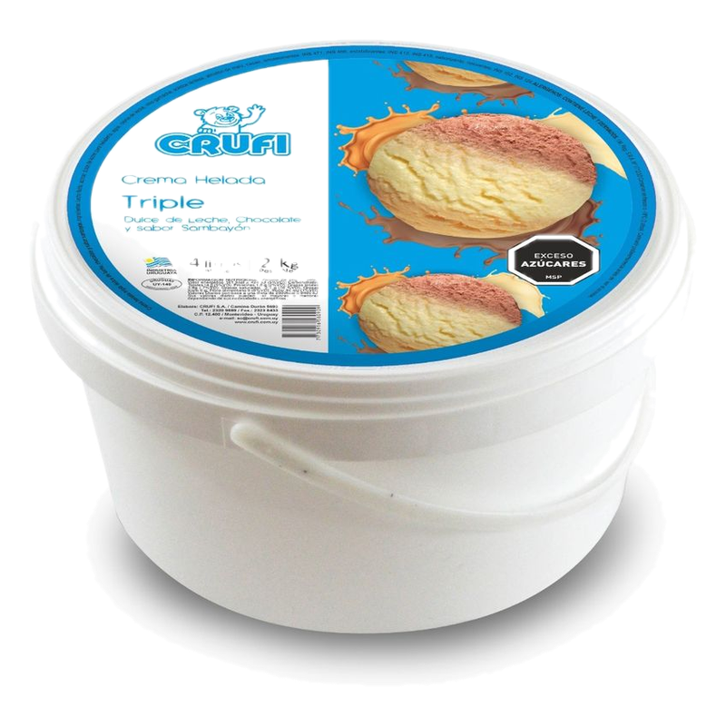 Helado Triple Sabor Sambayón, Chocolate Y Dulce De Leche Crufi 4 L