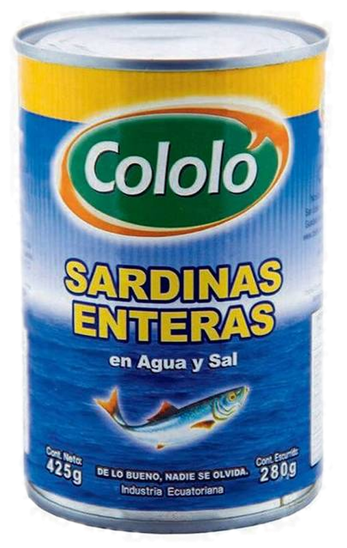 Sardina Cololo Entera En Agua 425 G