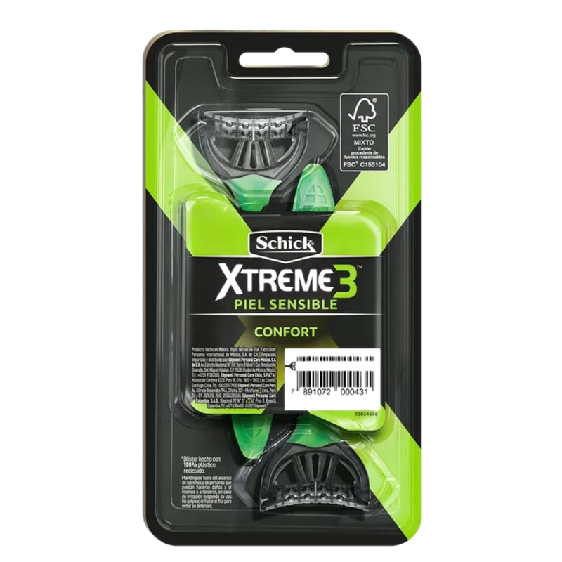 Maquina Afeitar Schick Xtreme 3 Blister 2 Unidades Piel Sensible