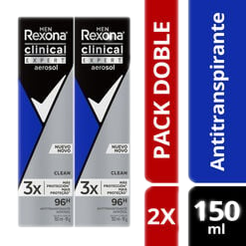 Desodorante Aerosol Clean Men Clinical Rexona 150 Ml.