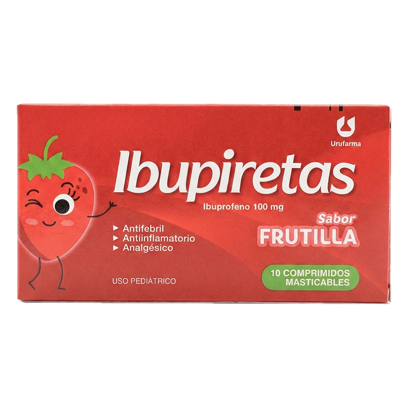Ibupiretas Ibuprofeno Masticable Sabor Frutilla X 10 Comprimidos
