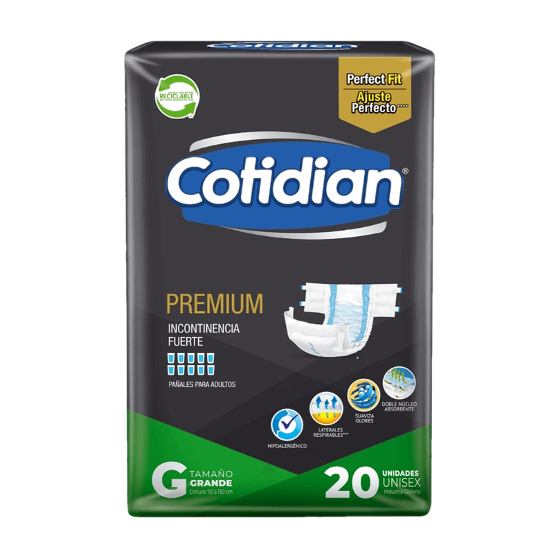 Pañales Para Adultos Cotidian Premium Máxima Absorción Talle G 20 Unidades