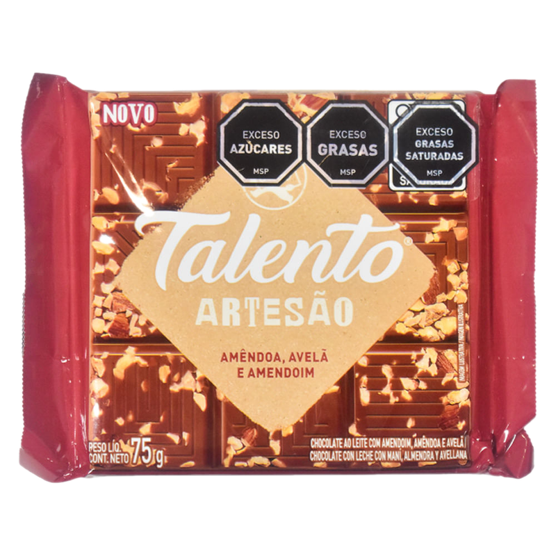 Chocolate Garoto Talento Artesano Castañas 75 G