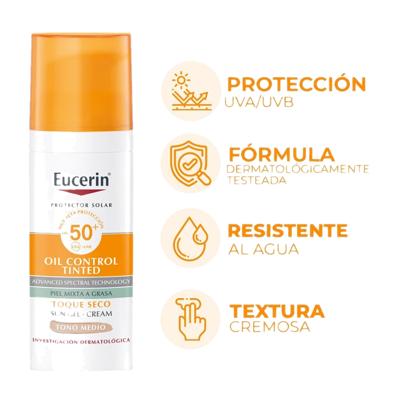 Protector Solar Eucerin Toque Seco Tono Medio Fps50+ 50 Ml