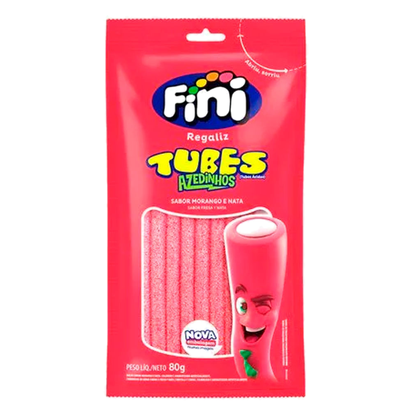 Tubes Fini Morango Acido 80 G