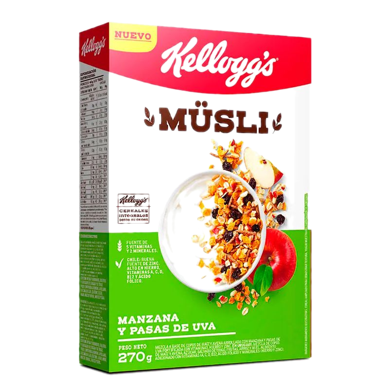Cereal Musli Kelloggs Con Maní Y Pasas De Uvas 270 G
