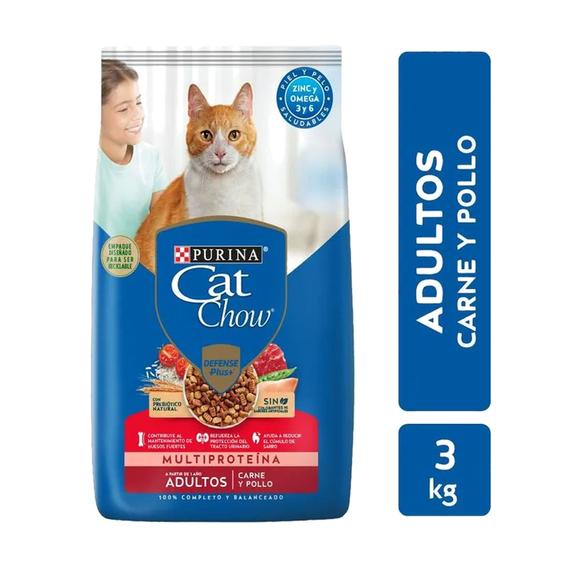 Alimento Cat Chow Adulto Carne Pollo 3 Kg