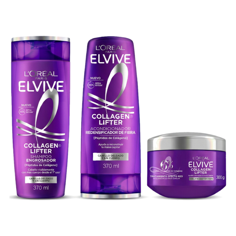 Pack Elvive Colágeno Lifter: Shampoo + Acondicionador + Mascarilla