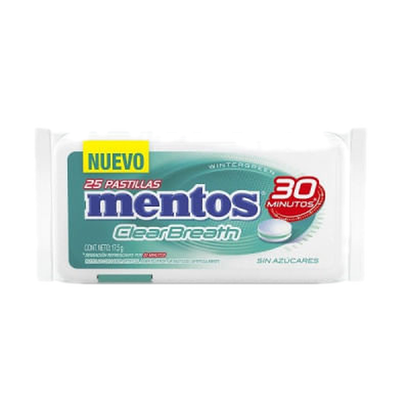 Pastillas Mentos Clear Breath Wintergreen 25 Unidades