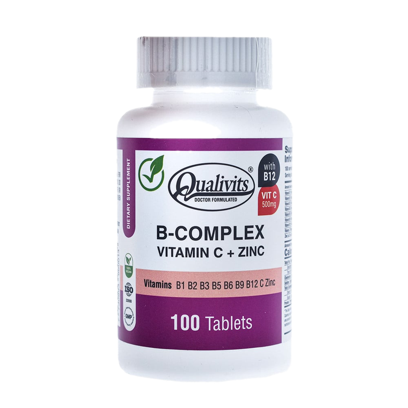 B-complex Qualivits Vitamina C + Zinc 100 Tabletas