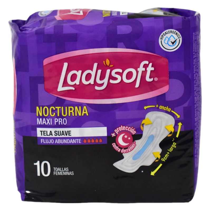 Toalla Femenina Ladysoft Nocturna Maxi Pro 10