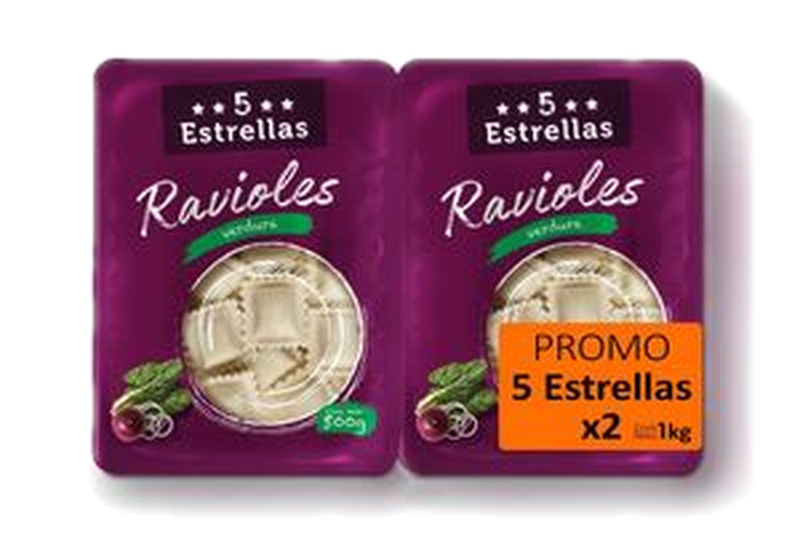 Pack 5 Estrellas Ravioles De Verdura 2 Unidades
