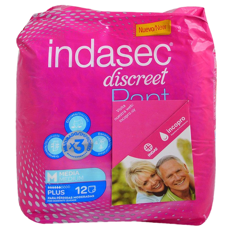Pants Indasec Para Incontinencia Plus M 12 Unidades