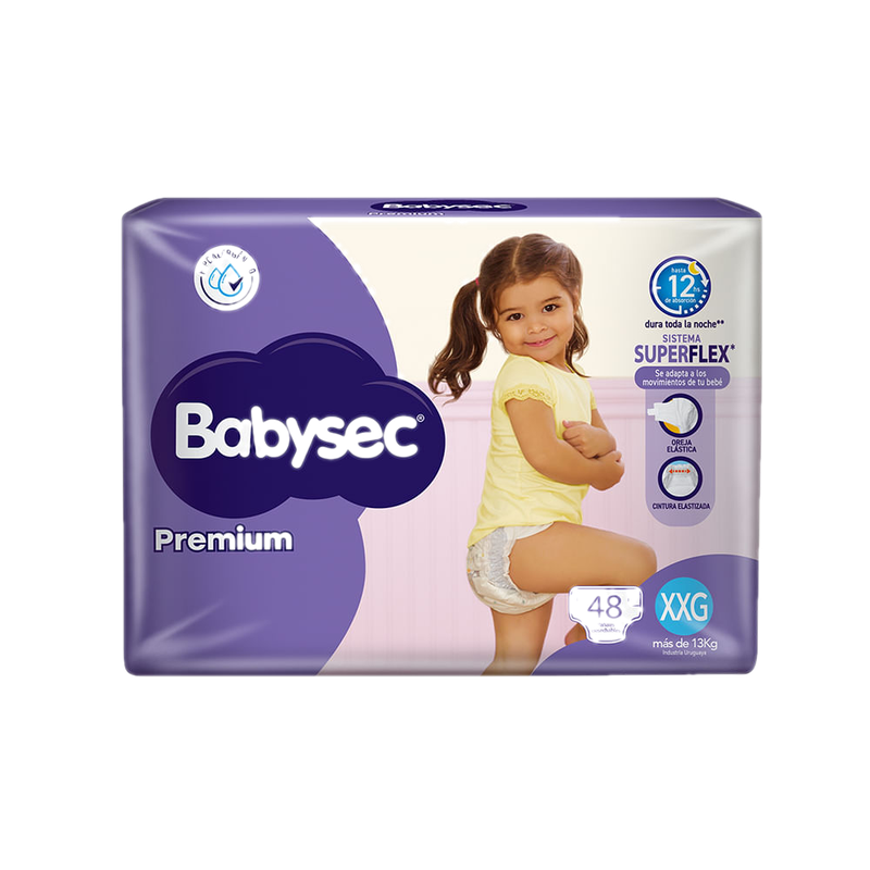 Pañales De Bebé Babysec Premium Flexiprotect, Talle Xxg 48 Unidades
