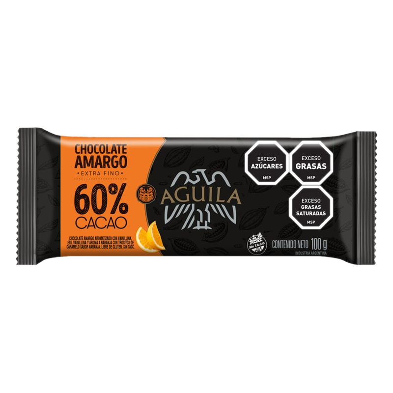 Chocolate Amargo Águila 60% Cacao Con Naranja 100 G