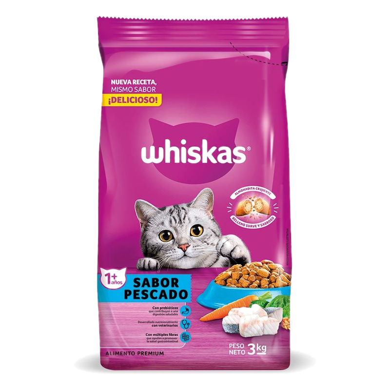 Alimento Para Gatos Sabor Pescado Más De 1 Año Whiskas 3 Kg