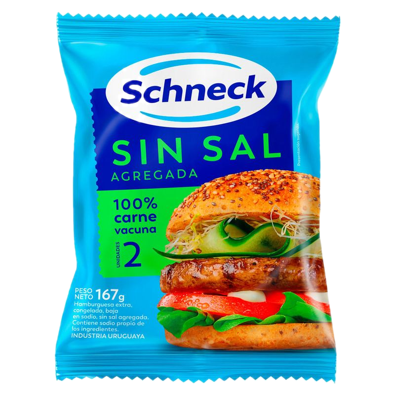 Hamburguesas Schneck Sin Sal 2 Unidades 167 G