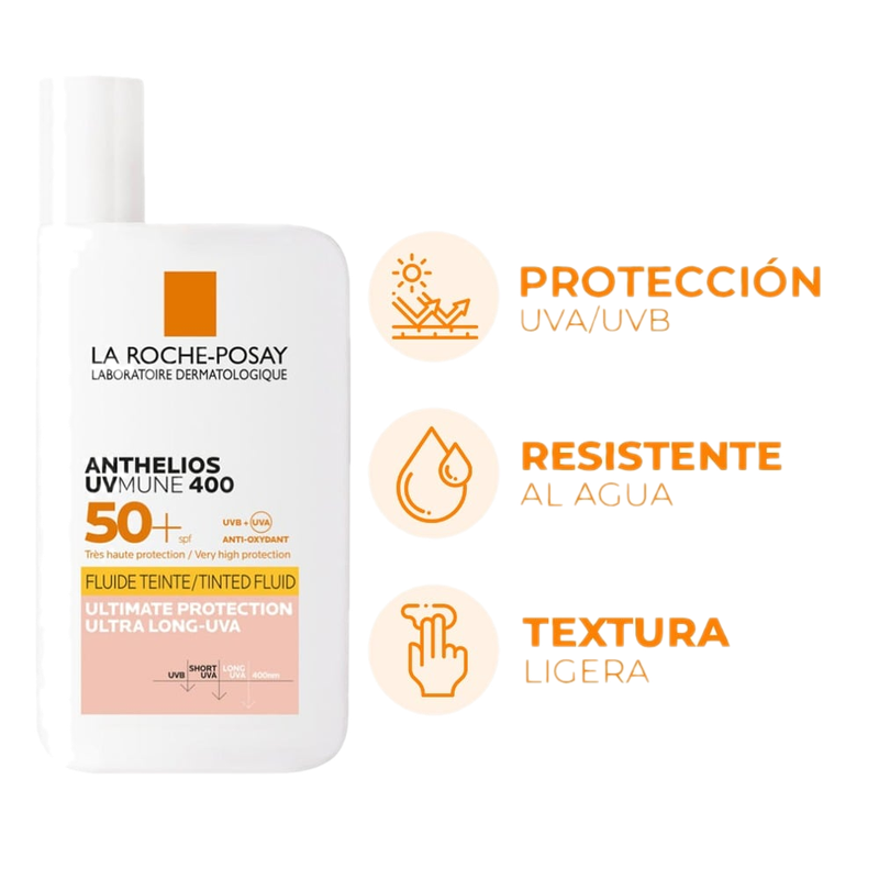 Protector Solar La Roche Posay Anthelios Uvmune 400 Fluido Con Color 50+ 50 Ml