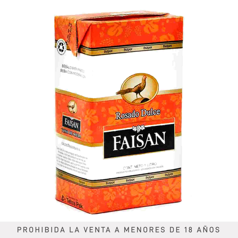 Vino Faisán Rosado Moscatel Dulce Tetra 1 L