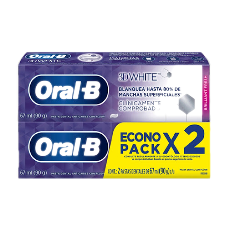 Crema Dental Oral B 3d White Brilliant Fresh Econopack 2pack