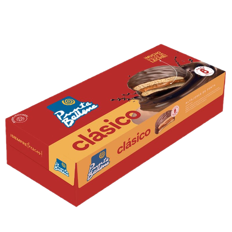 Pack 6 Unidades Alfajor Clásico Chocolate Punta Ballena
