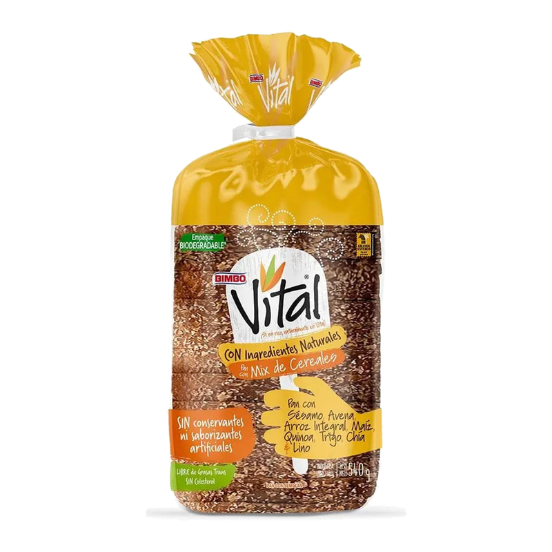 Pan De Molde Bimbo Vital Mix De Cereales 540 G