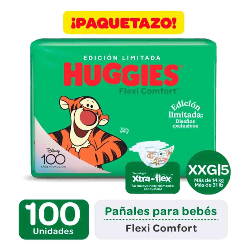 Pañal Huggies Flexi Comfort Talle Xxg 100 Unidades