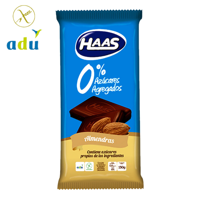 Tableta De Chocolate 0% Azúcar Haas Almendras 150 G