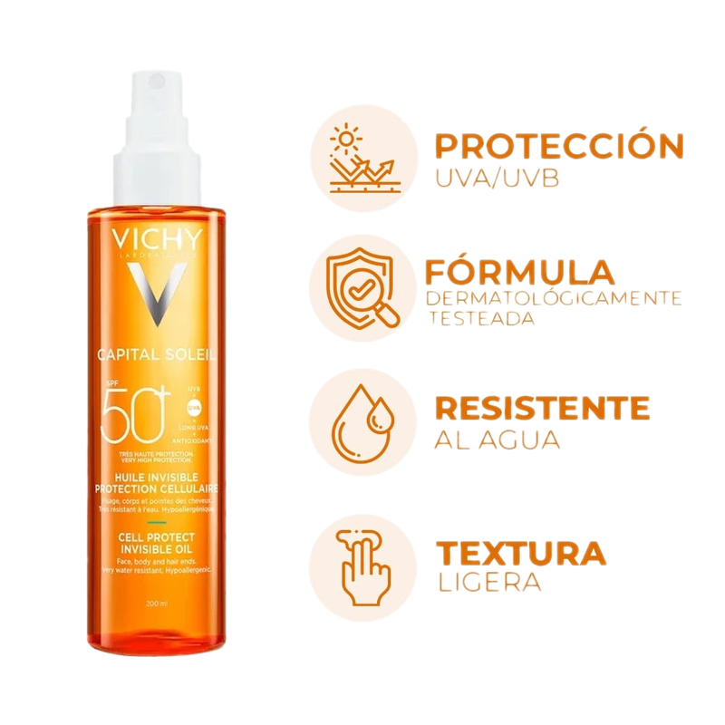 Aceite Vichy Capital Soleil Cell Protect Spray Fps50+ 200 Ml