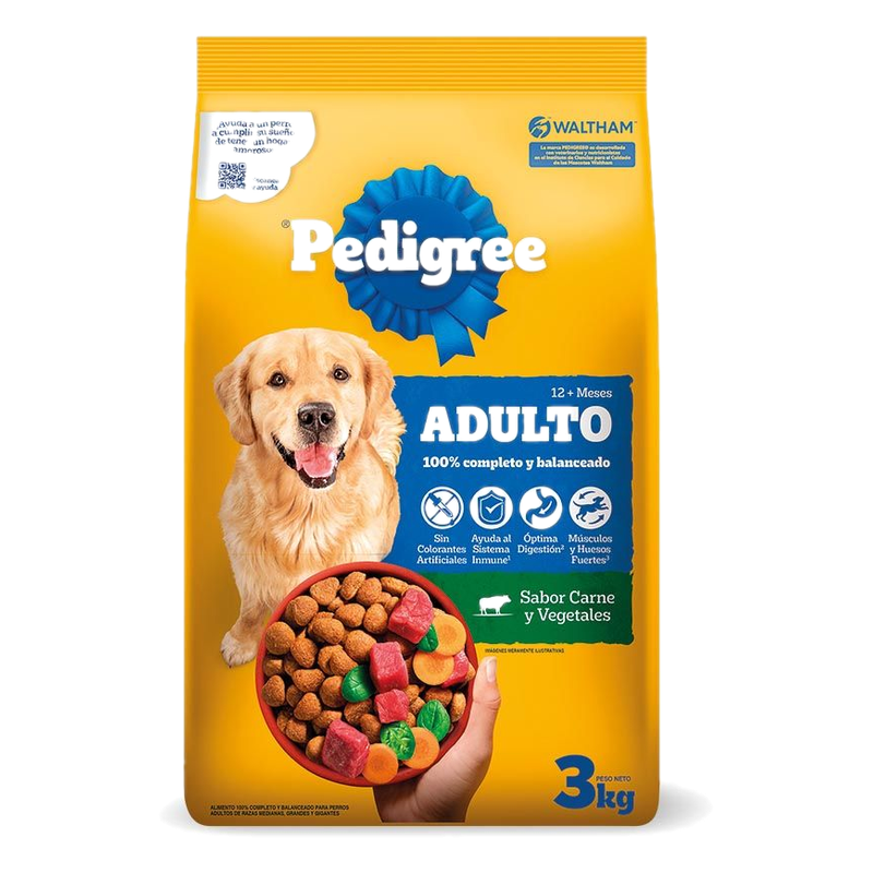 Alimento Para Perros Adultos Razas Medianas Y Grandes Sabor Carne Y Vegetales Pedigree 3 Kg