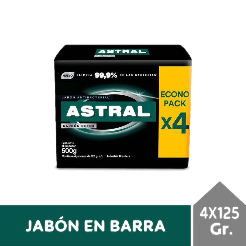 Jabón Astral Characoal 4 Unidades 125 G