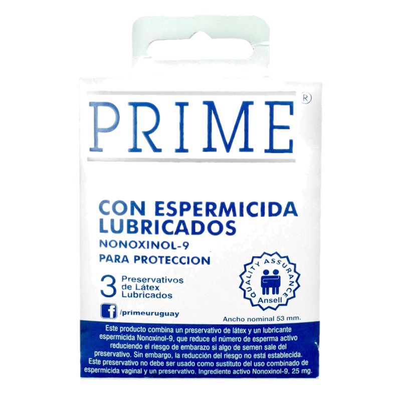 Preservativos Prime Con Espermicida 3 Unidades