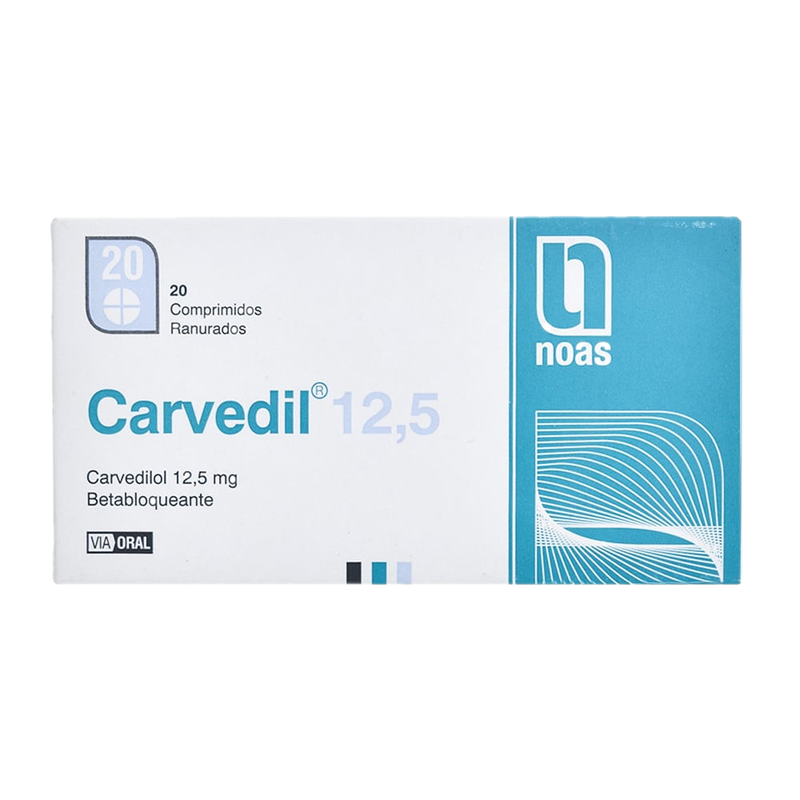 Carvedil 12.5 Mg 20 Comprimidos Ranurados