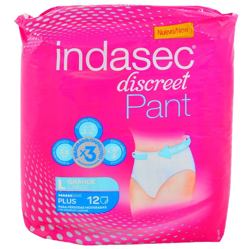 Pants Indasec Para Incontinencia Plus L 12 Unidades