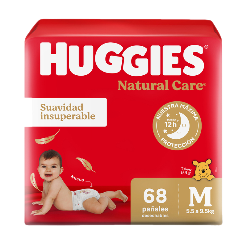 Pañales Huggies Natural Care M 68 Unidades