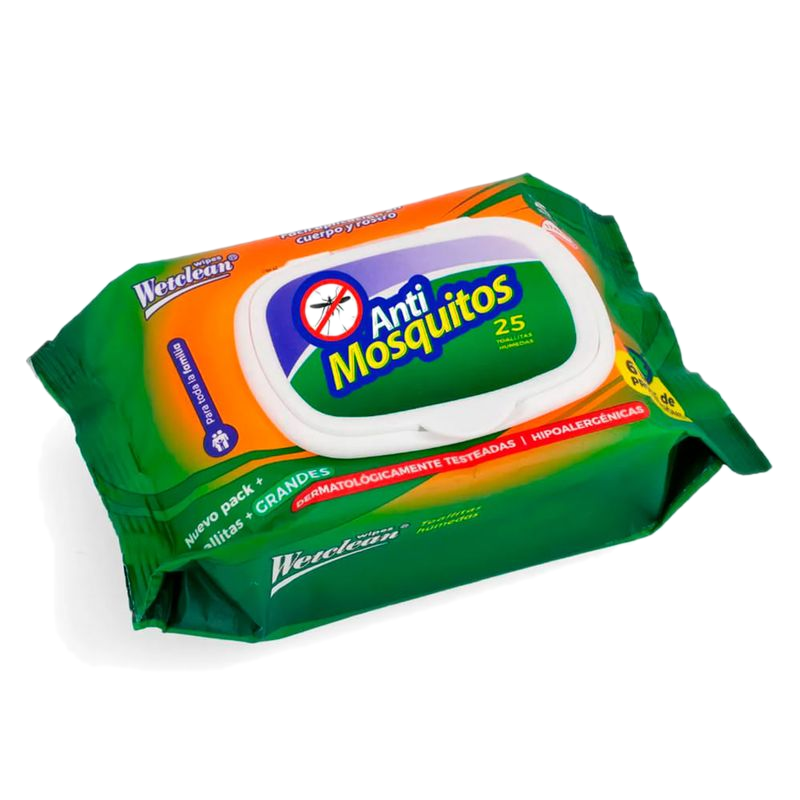 Toallitas Húmedas Anti Mosquitos Wetclean 25 Unidades