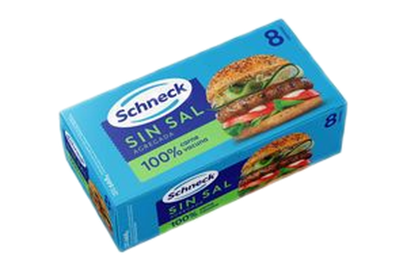 Hamburguesas Sin Sal Schneck 100% Carne Vacuna 8 Unidades